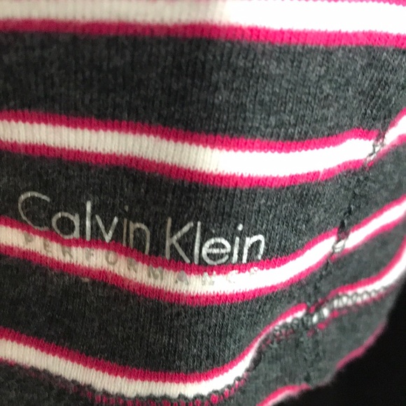 (151) Calvin Klein >Multi Colored Striped V-Neck T-shirt - Picture 5 of 7